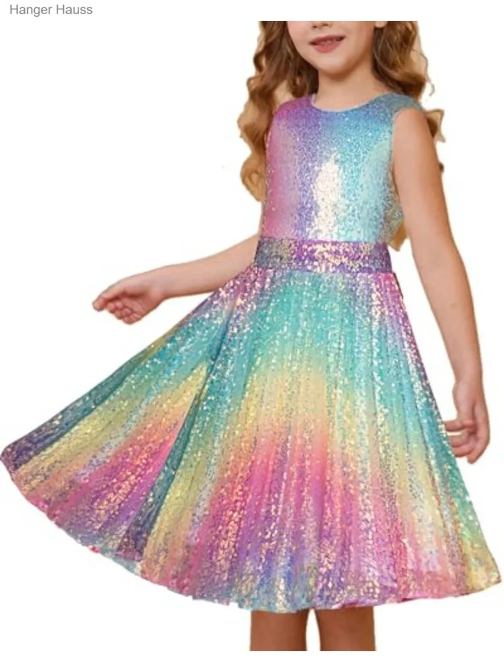 Girls Sequin Dress Sleeveless Prom Party Formal Graduation Fancy Tween